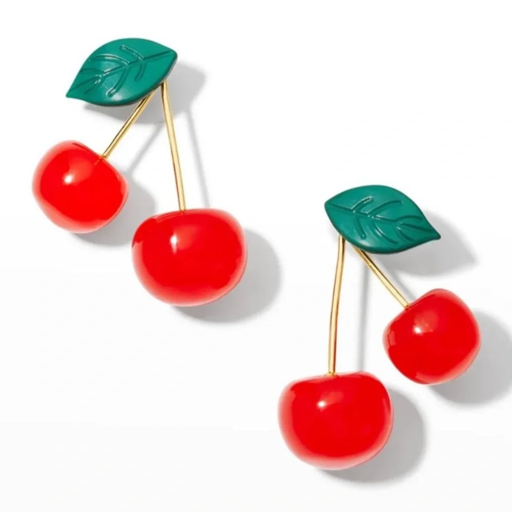 NWOT Lele Sadoughi Cherry Post Earring